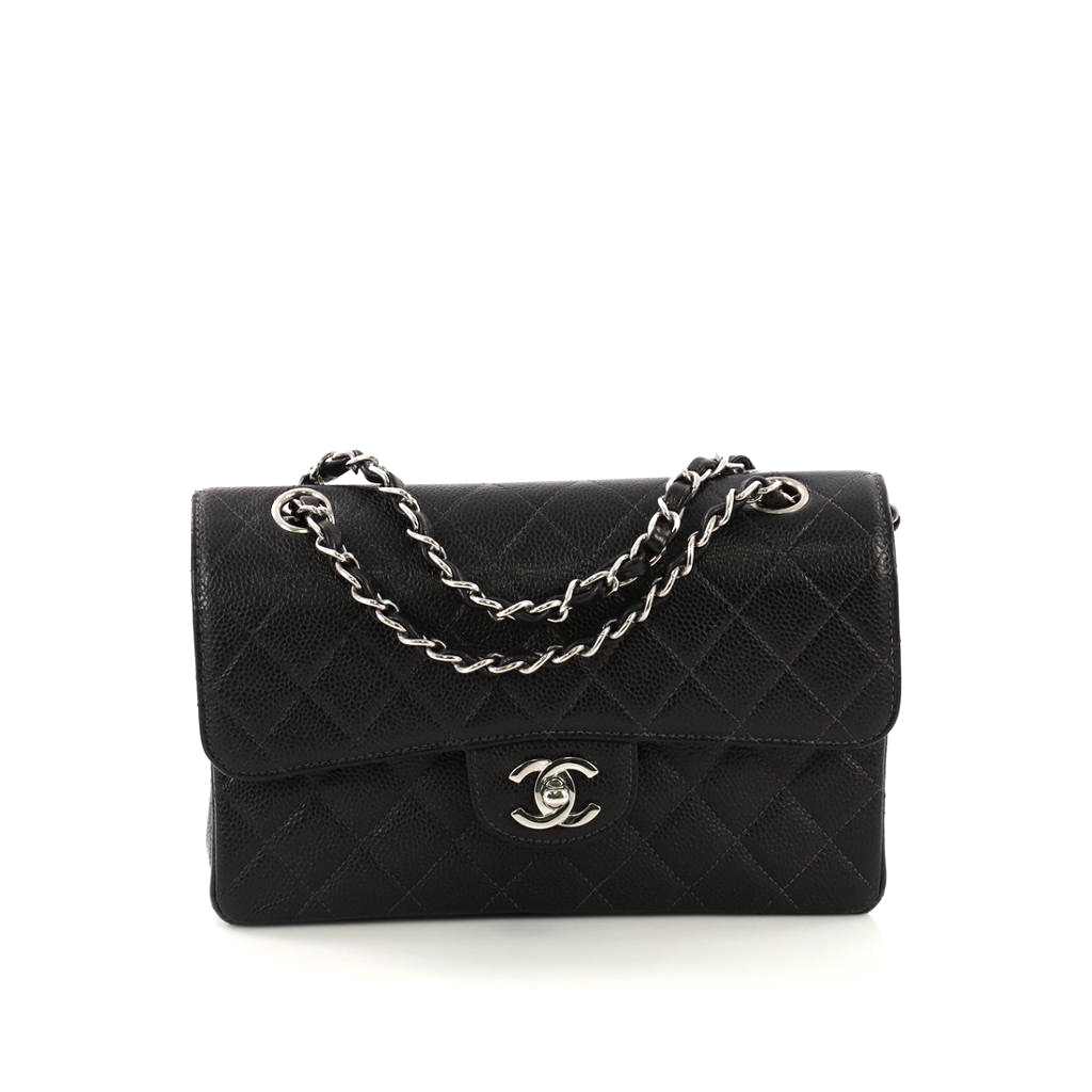 CHANEL Black 11.12 Classic Medium Quilted Patent Leather Double Flap Bag  2.55