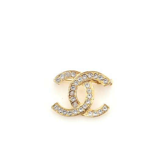 Chanel CC Brooch Crystal and Metal