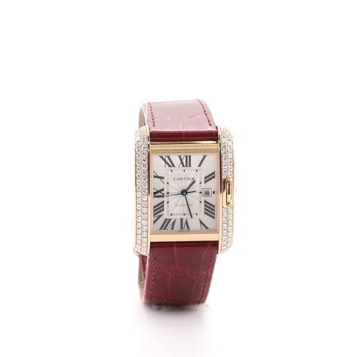 Cartier Tank Anglaise Automatic Watch Watch Rose Gold and Alligator with Diamonds 30
