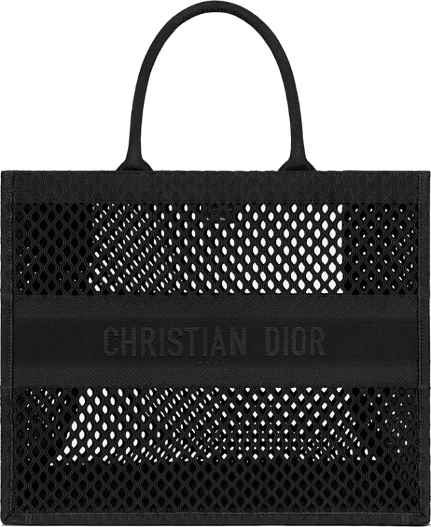 Christian Dior Book Tote Bag Mesh Black Large