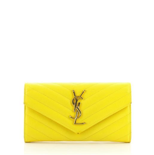 Saint Laurent Yellow Monogramme Envelope Chain Wallet Bag