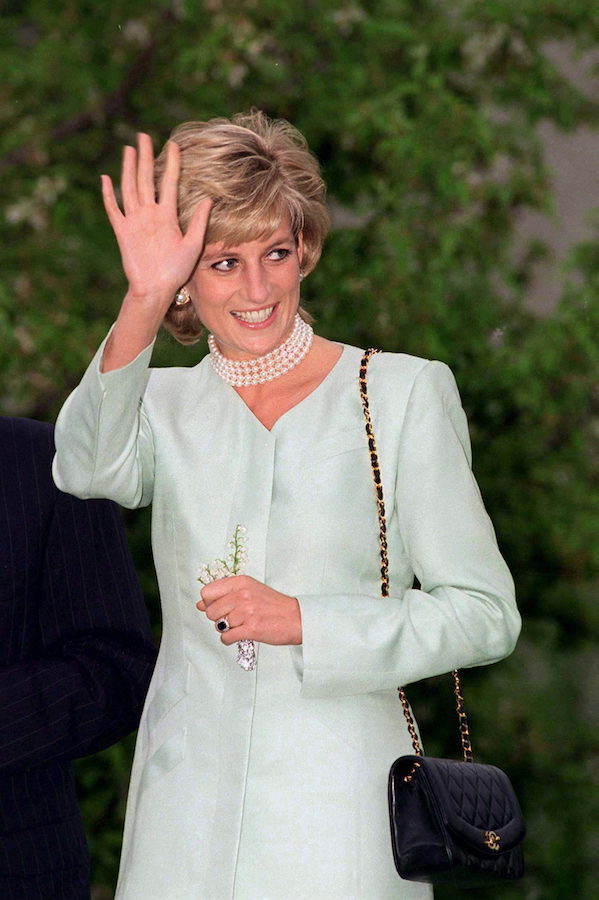 The Royalist on X: Princess Diana in her black Salvatore Ferragamo Lady  D bag created for her in 1990. Its iconic and still populare ❤️ # PrincessDiana  / X