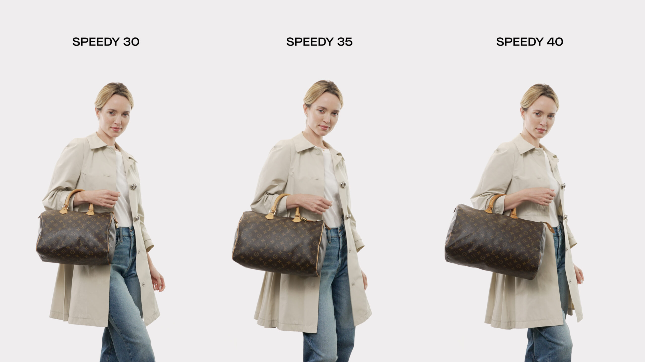 Louis Vuitton speedy handbag Size comparison 25 ,30,35 &40 very
