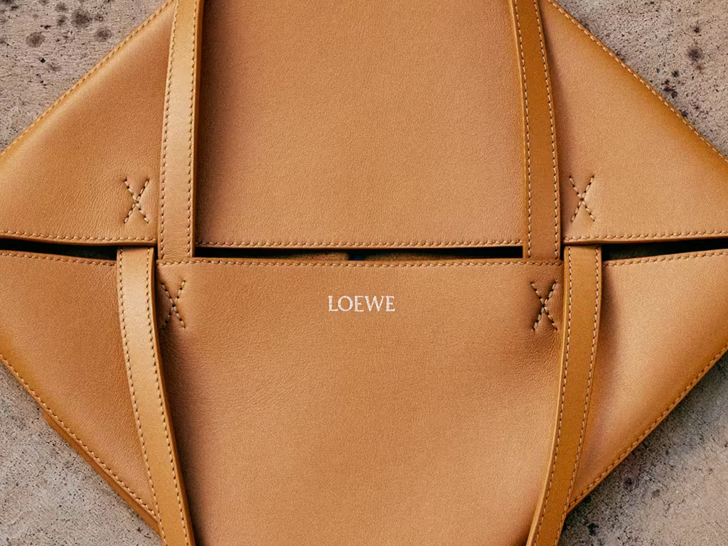 Puzzle Fold Mini Leather Tote Bag in Brown - Loewe